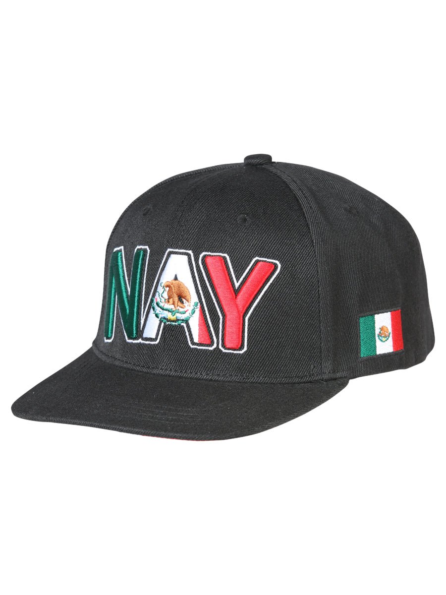 Nayarit Black Embroidered Polyester Snap Back Cap 'El General' 44793 - BELLEZA'S - Nayarit Black Embroidered Polyester Snap Back Cap 'El General' 44793 - Caps - 04479301