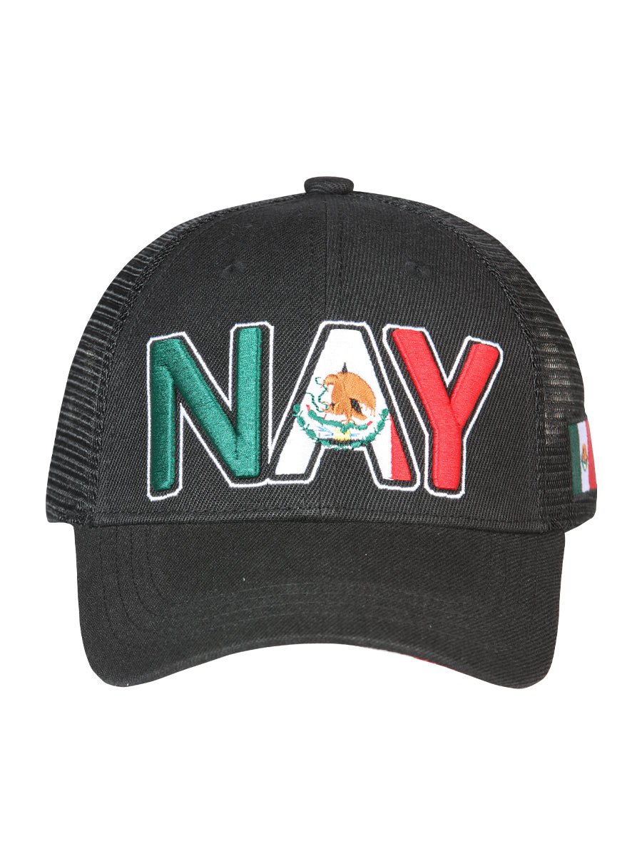 Nayarit Black Embroidered Polyester Snap Back Cap 'El General' 44794 - BELLEZA'S - Nayarit Black Embroidered Polyester Snap Back Cap 'El General' 44794 - Caps - 04479401