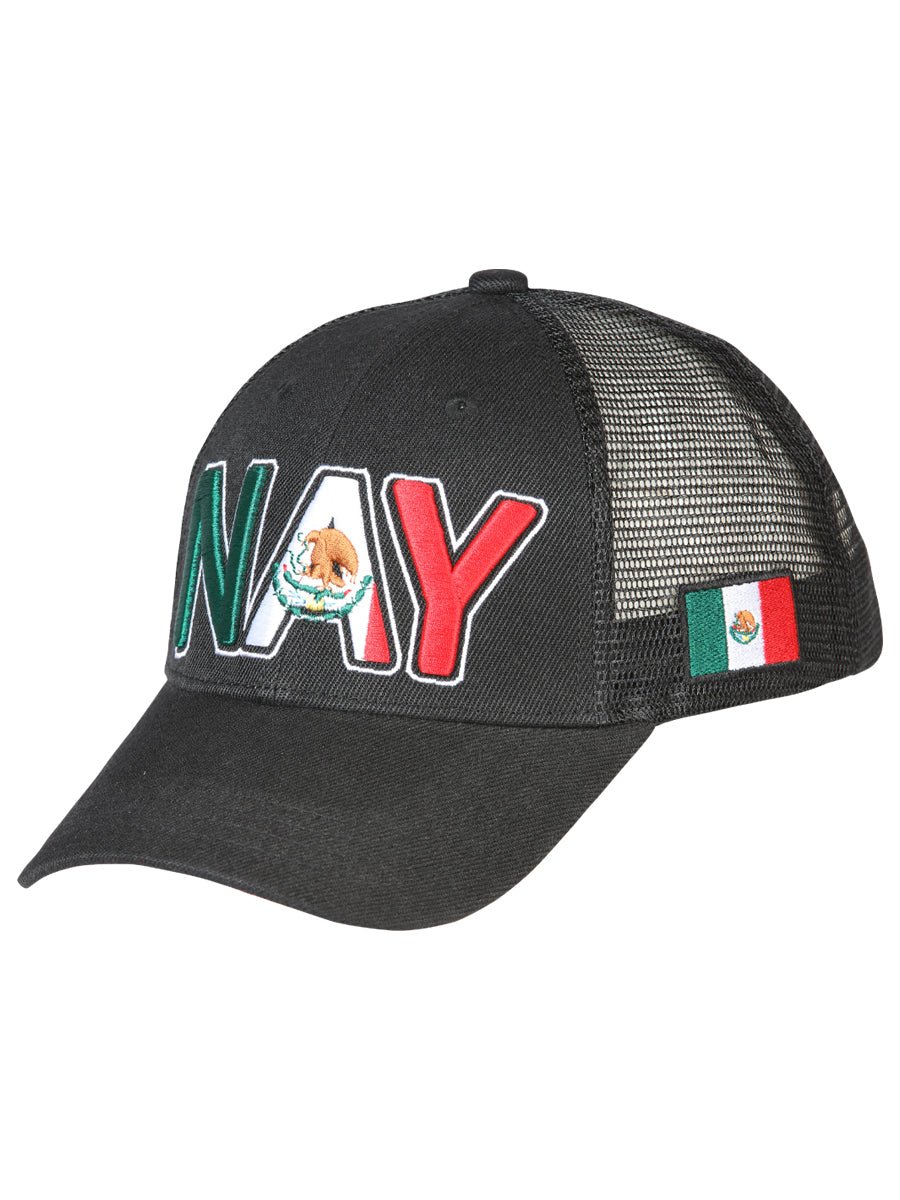 Nayarit Black Embroidered Polyester Snap Back Cap 'El General' 44794 - BELLEZA'S - Nayarit Black Embroidered Polyester Snap Back Cap 'El General' 44794 - Caps - 04479401
