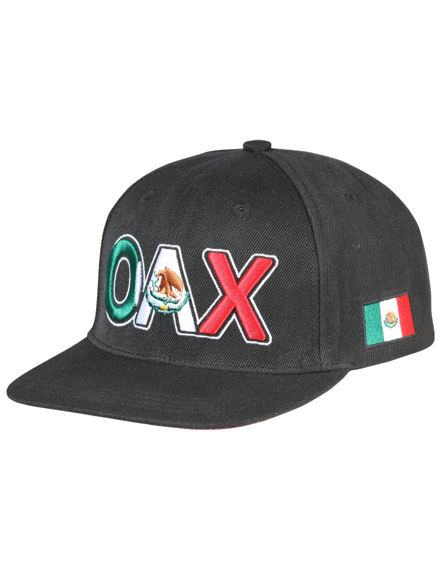 Oaxaca Black Embroidered Polyester Snap Back Cap 'El General' 44795 - BELLEZA'S - Oaxaca Black Embroidered Polyester Snap Back Cap 'El General' 44795 - Caps - 04479501