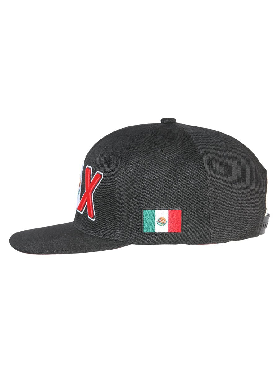 Oaxaca Black Embroidered Polyester Snap Back Cap 'El General' 44795 - BELLEZA'S - Oaxaca Black Embroidered Polyester Snap Back Cap 'El General' 44795 - Caps - 04479501