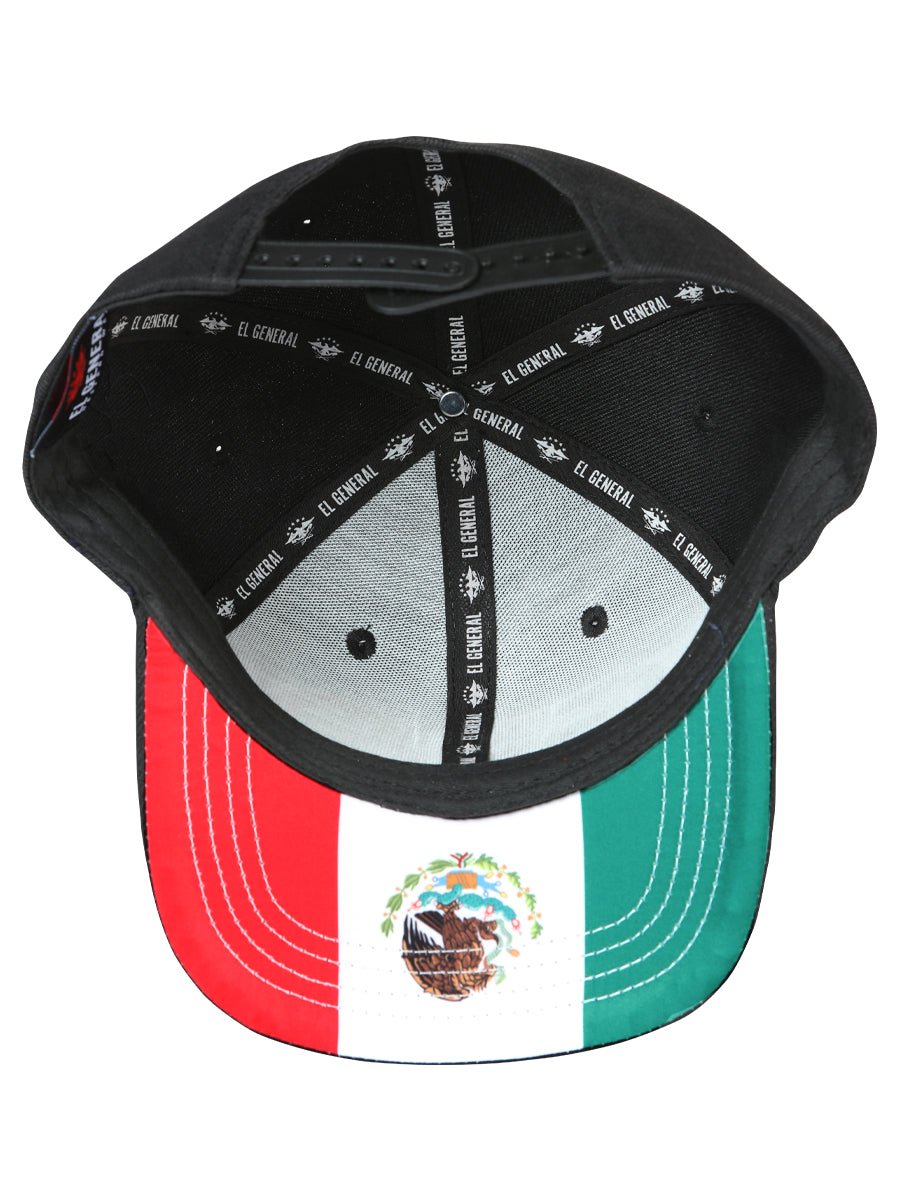 Oaxaca Black Embroidered Polyester Snap Back Cap 'El General' 44795 - BELLEZA'S - Oaxaca Black Embroidered Polyester Snap Back Cap 'El General' 44795 - Caps - 04479501