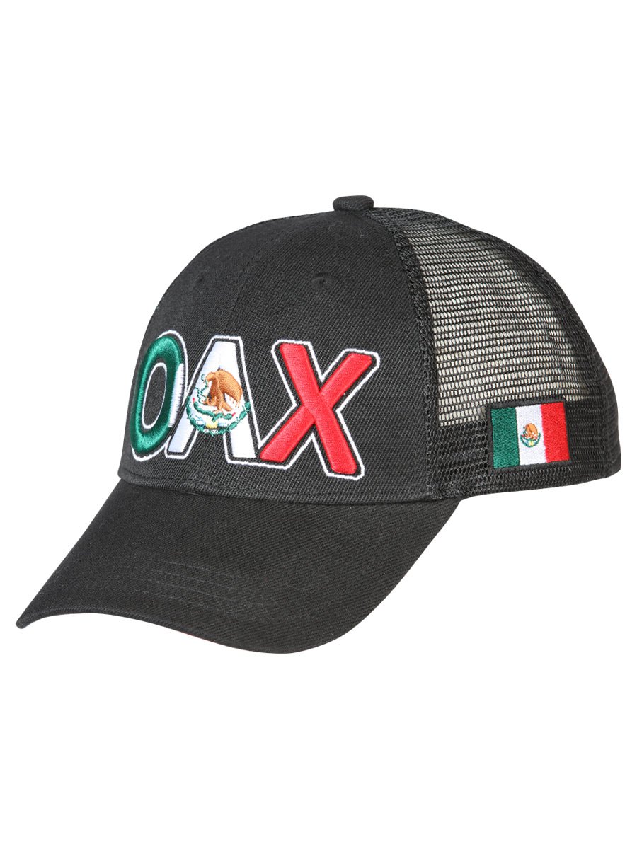 Oaxaca Black Embroidered Polyester Snap Back Cap 'El General' 44796 - BELLEZA'S - Oaxaca Black Embroidered Polyester Snap Back Cap 'El General' 44796 - Caps - 04479601