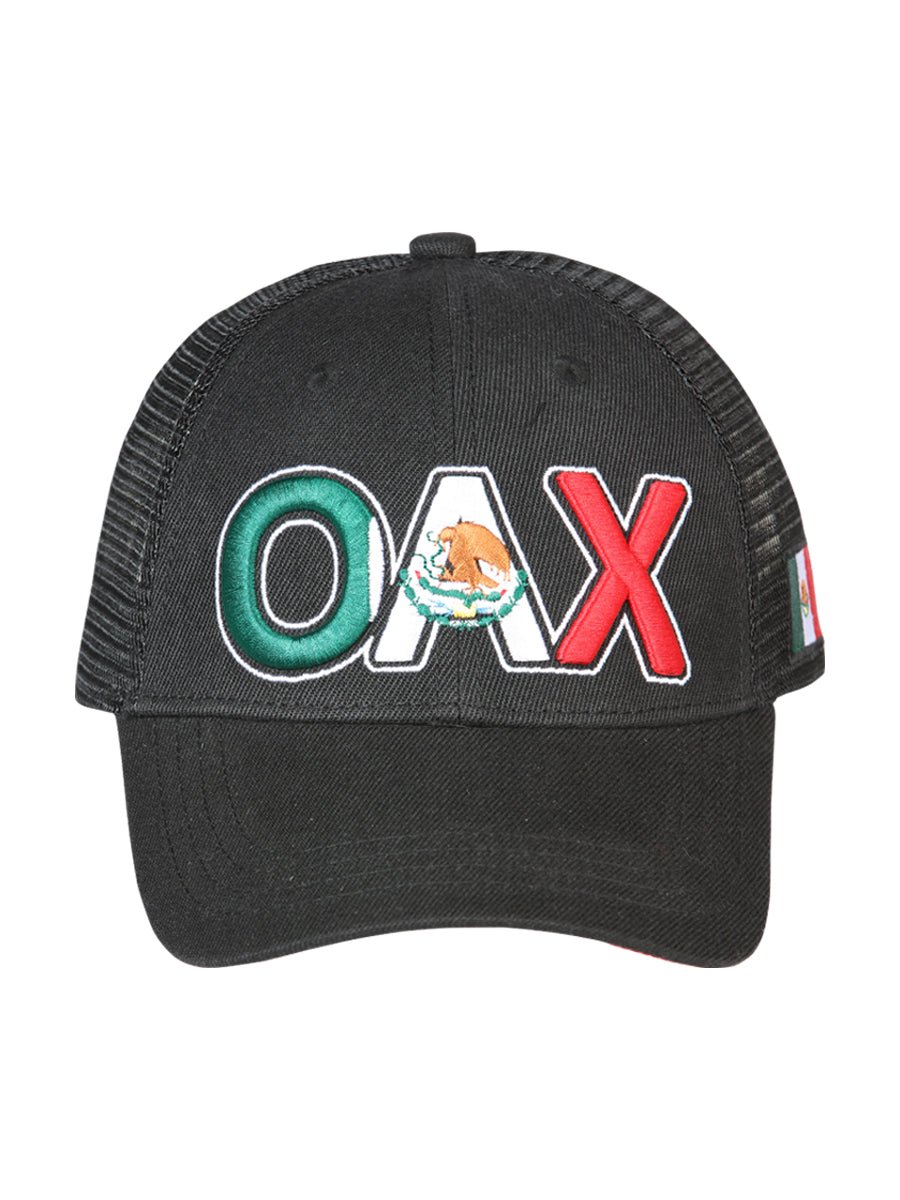Oaxaca Black Embroidered Polyester Snap Back Cap 'El General' 44796 - BELLEZA'S - Oaxaca Black Embroidered Polyester Snap Back Cap 'El General' 44796 - Caps - 04479601
