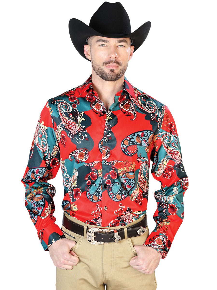 Red Casual Long Sleeve Shirt 43668 - BELLEZA'S - Red Casual Long Sleeve Shirt 43668 - CABALLERO - 04366801