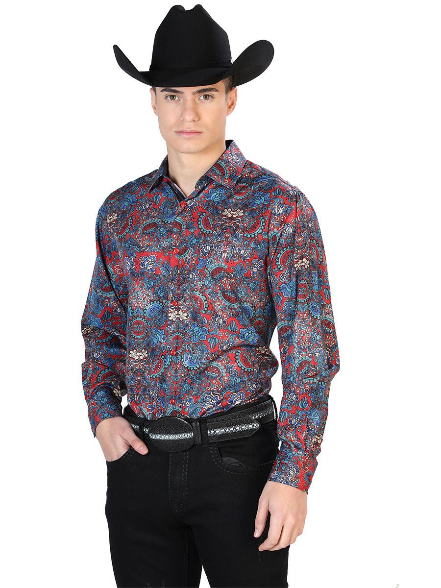 Red Casual Long Sleeve Shirt 43867 - BELLEZA'S - Red Casual Long Sleeve Shirt 43867 - CABALLERO - 04386701