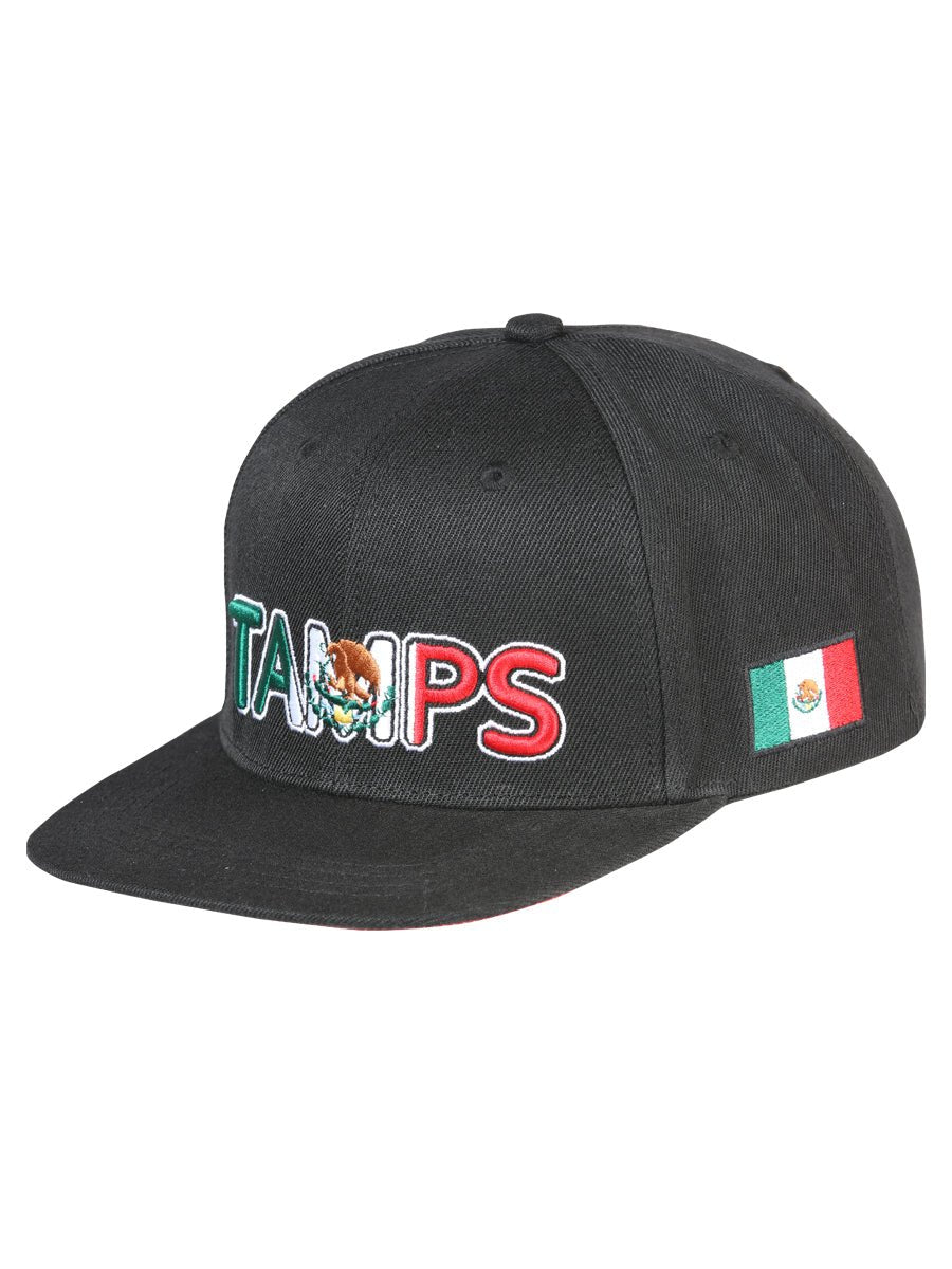 SB/TAMPS Black Embroidered Polyester Snap Back Cap 'El General' 44812 - BELLEZA'S - SB/TAMPS Black Embroidered Polyester Snap Back Cap 'El General' 44812 - Caps - 04481201
