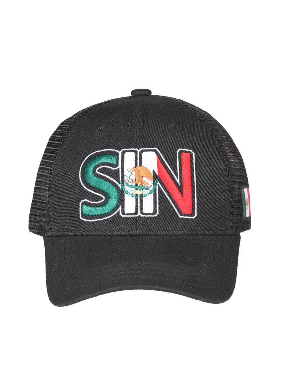 Sinaloa Black Embroidered Polyester Snap Back Cap 'El General' 44798 - BELLEZA'S - Sinaloa Black Embroidered Polyester Snap Back Cap 'El General' 44798 - Caps - 04479801