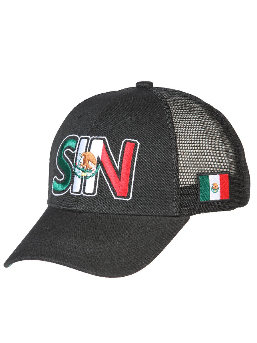 Sinaloa Black Embroidered Polyester Snap Back Cap 'El General' 44798 - BELLEZA'S - Sinaloa Black Embroidered Polyester Snap Back Cap 'El General' 44798 - Caps - 04479801