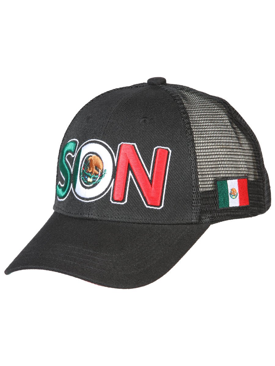 SON Black Embroidered Polyester Snap Back Cap 'El General' 44800 - BELLEZA'S - SON Black Embroidered Polyester Snap Back Cap 'El General' 44800 - Caps - 04480001
