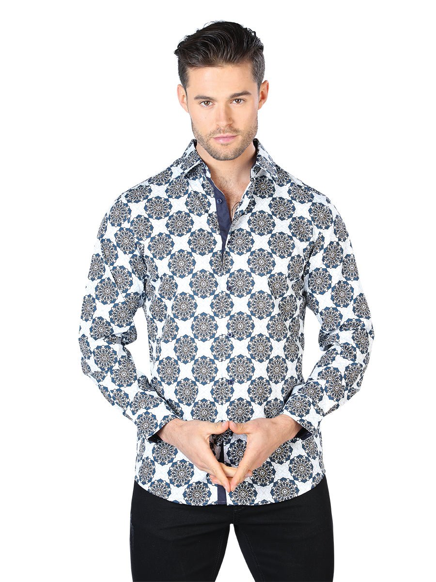 White and Black Casual Long Sleeve Shirt 44048 - BELLEZA'S - White and Black Casual Long Sleeve Shirt 44048 - CABALLERO - 04404801