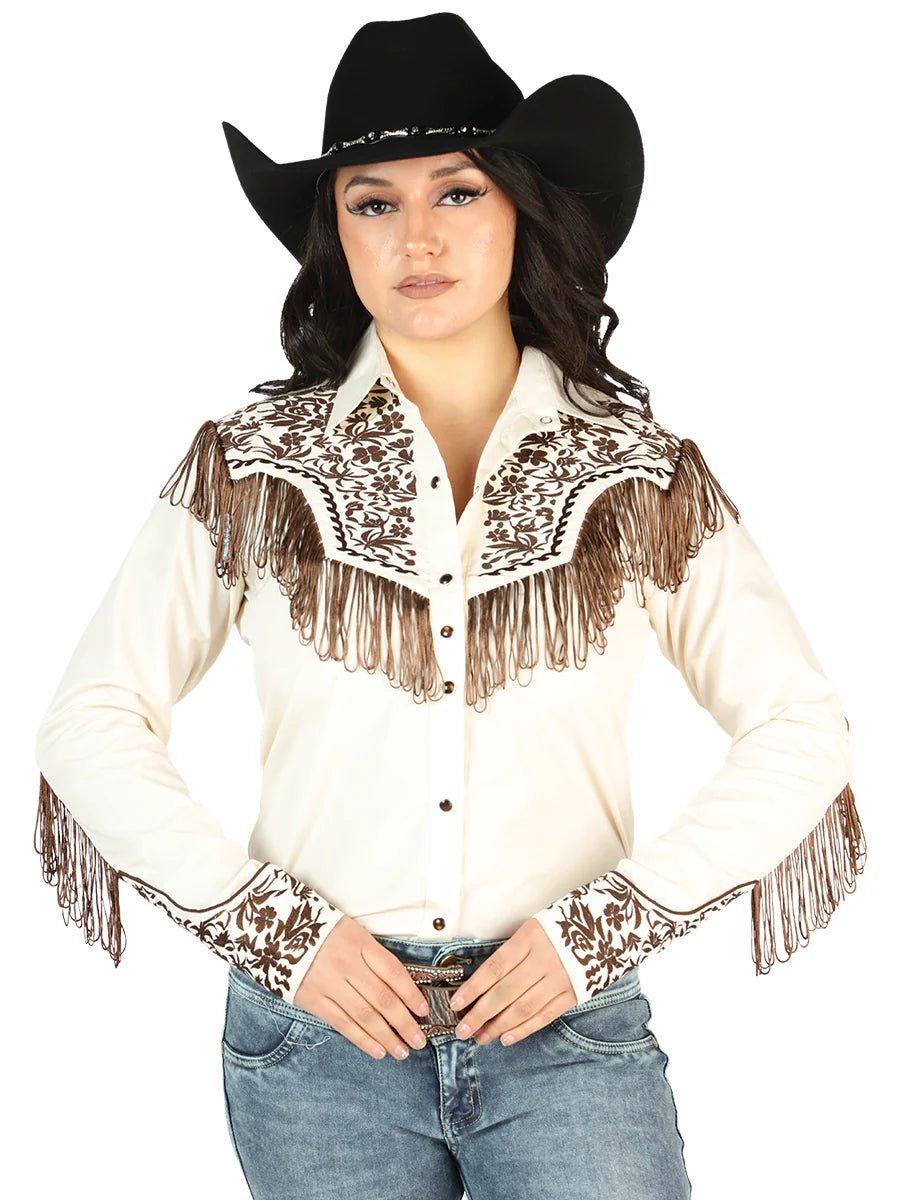 Women’s Beige Embroidered Long Sleeve Western Shirt 'El Señor de los Cielos' 44180 - BELLEZA'S - Women’s Beige Embroidered Long Sleeve Western Shirt 'El Señor de los Cielos' 44180 - Women's Shirt - 04418001