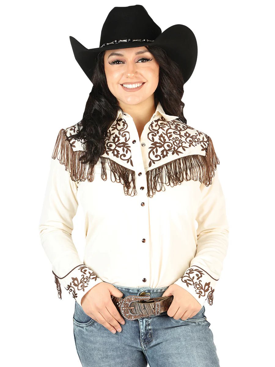 Women’s Beige Embroidered Long Sleeve Western Shirt 'El Señor de los Cielos' 44183 - BELLEZA'S - Women’s Beige Embroidered Long Sleeve Western Shirt 'El Señor de los Cielos' 44183 - Women's Shirt - 04418301