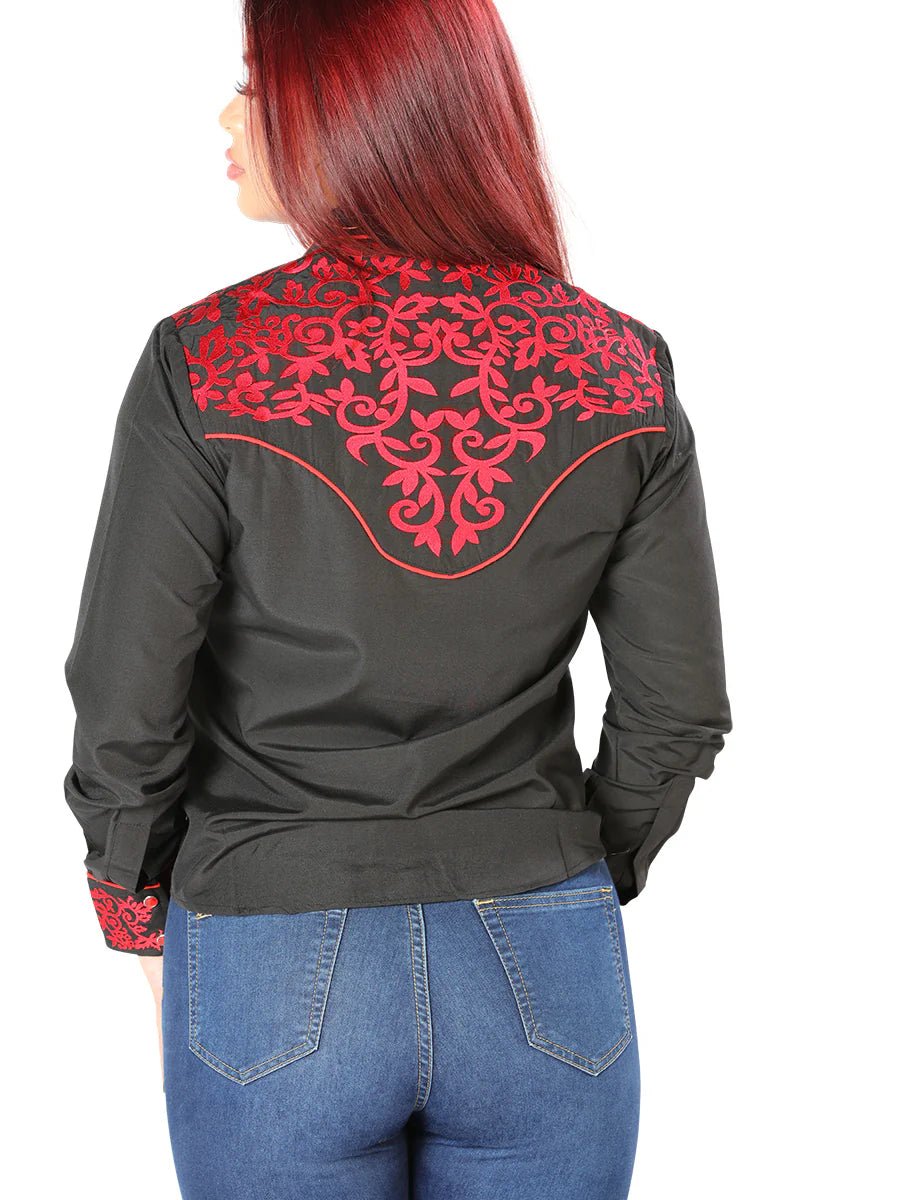 Women's Black Embroidered Long Sleeve Western Shirt 'El Señor de los Cielos' 126668 - BELLEZA'S - Women's Black Embroidered Long Sleeve Western Shirt 'El Señor de los Cielos' 126668 - Women's Shirt - 12666801