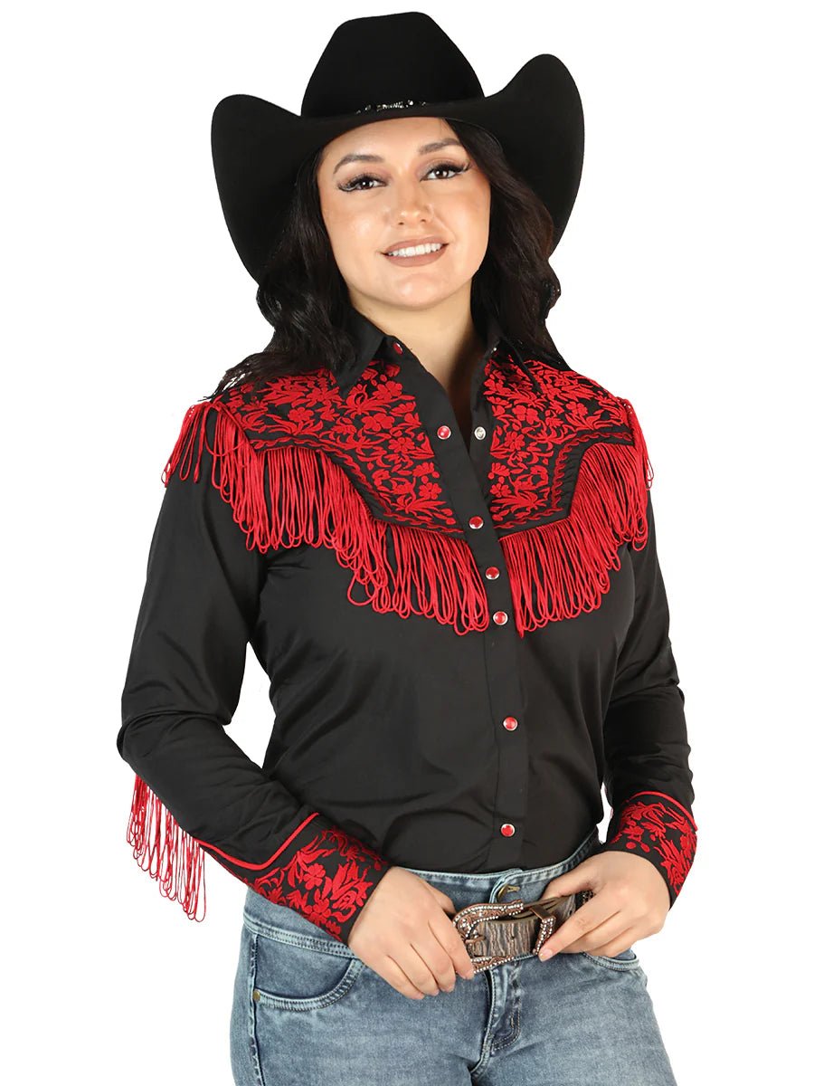 Women’s Black Embroidered Long Sleeve Western Shirt 'El Señor de los Cielos' 44178 - BELLEZA'S - Women’s Black Embroidered Long Sleeve Western Shirt 'El Señor de los Cielos' 44178 - Women's Shirt - 04417801