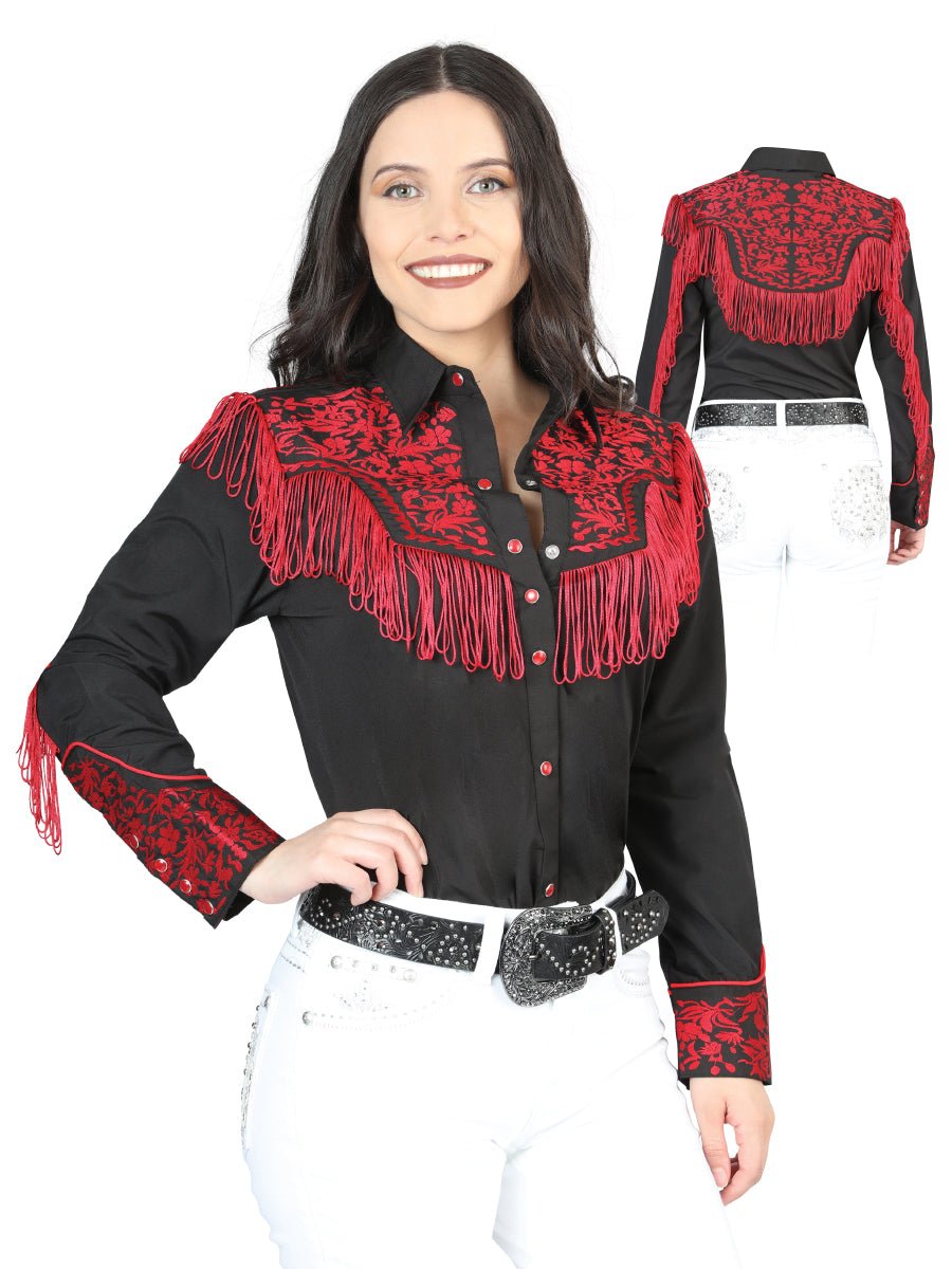 Women’s Black Embroidered Long Sleeve Western Shirt 'El Señor de los Cielos' 44178 - BELLEZA'S - Women’s Black Embroidered Long Sleeve Western Shirt 'El Señor de los Cielos' 44178 - Women's Shirt - 04417801