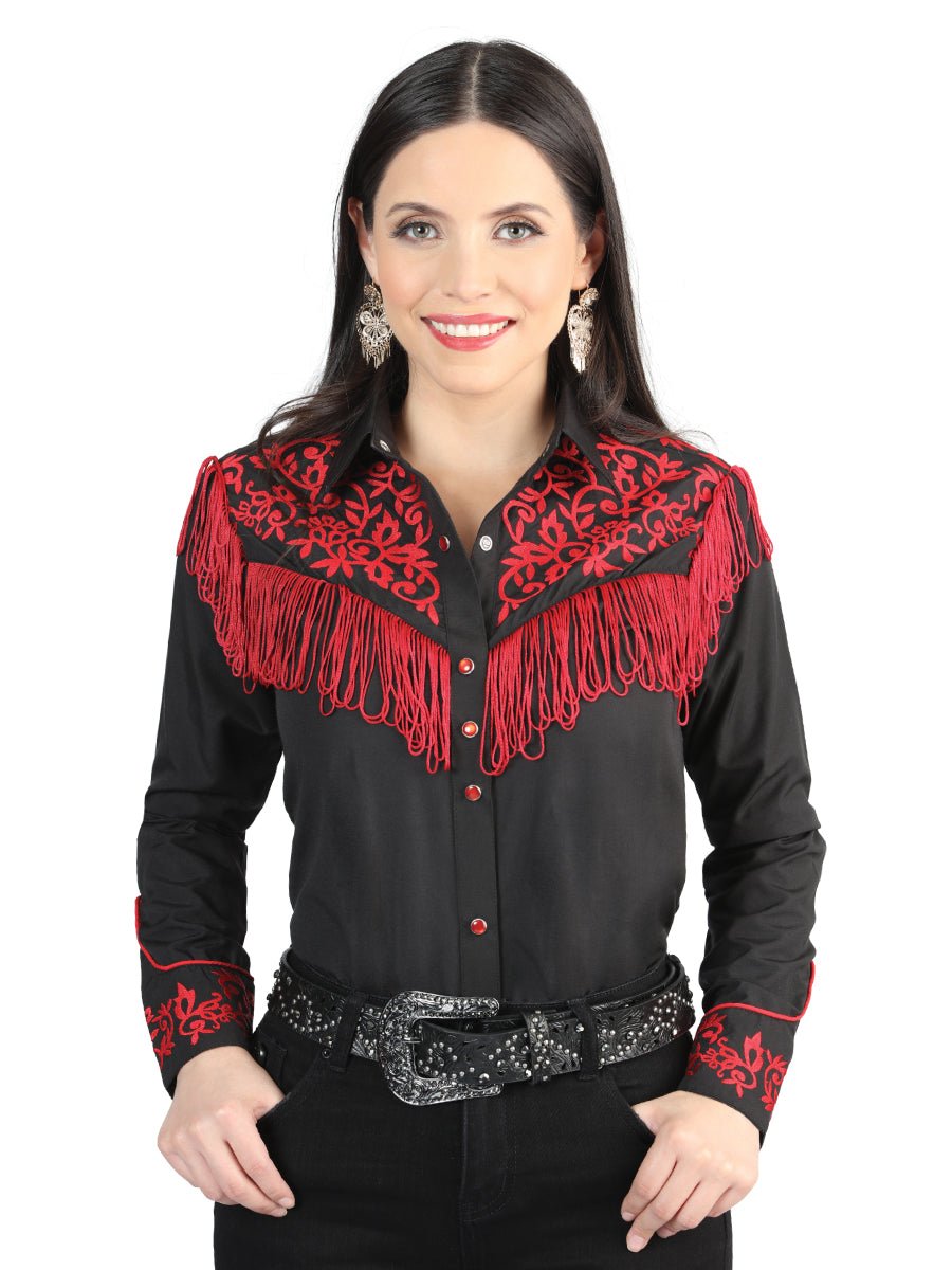 Women’s Black Embroidered Long Sleeve Western Shirt 'El Señor de los Cielos' 44181 - BELLEZA'S - Women’s Black Embroidered Long Sleeve Western Shirt 'El Señor de los Cielos' 44181 - Women's Shirt - 04418101