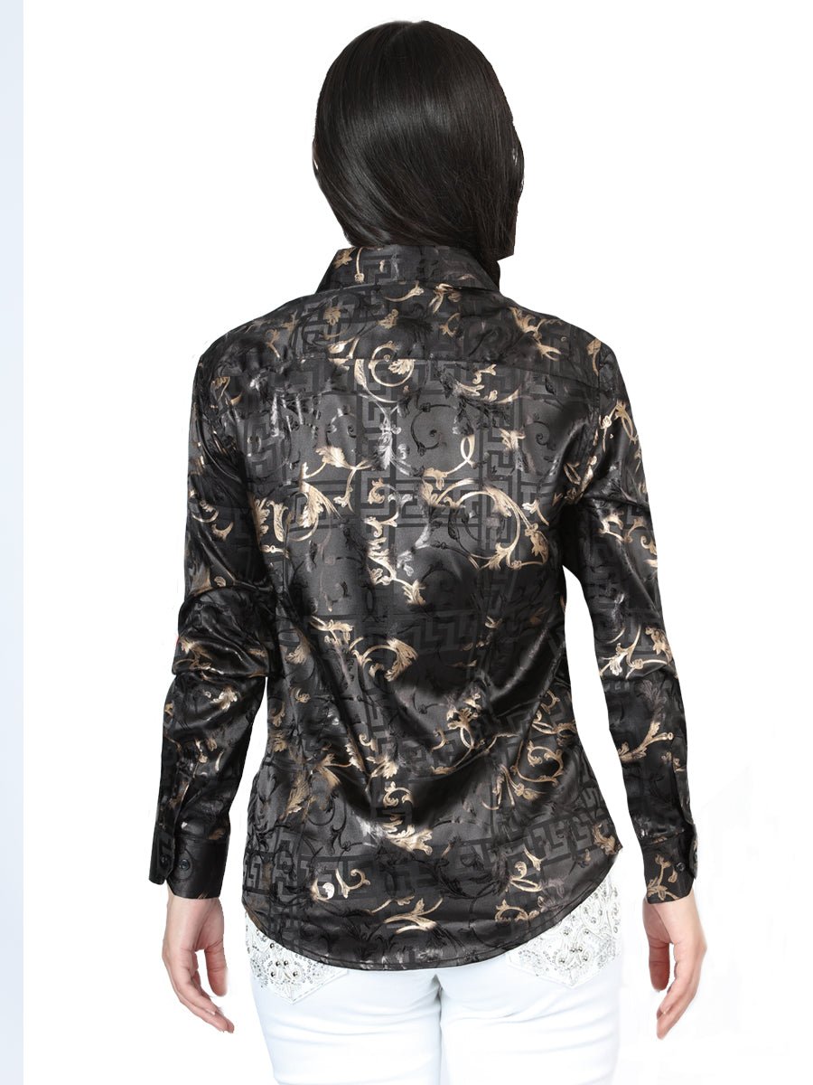 Women’s Black Print Long Sleeve Casual Blouse 'El Señor de los Cielos' 44598 - BELLEZA'S - Women’s Black Print Long Sleeve Casual Blouse 'El Señor de los Cielos' 44598 - Women's Shirt - 04459801