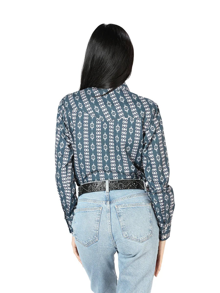 Women’s Black Print Long Sleeve Western Shirt 'El Señor de los Cielos' 44202 - BELLEZA'S - Women’s Black Print Long Sleeve Western Shirt 'El Señor de los Cielos' 44202 - Women's Shirt - 04420201