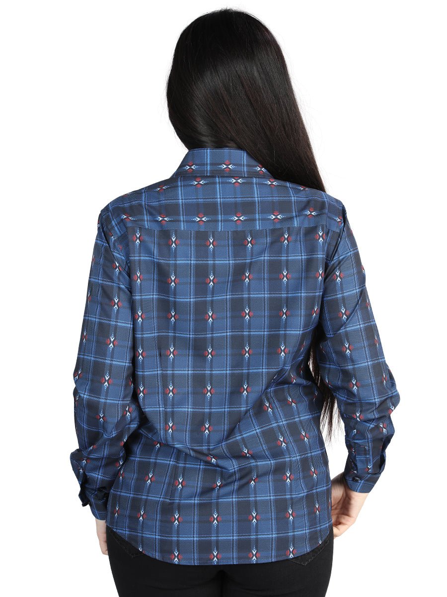 Women’s Black/Blue Plaid Print Long Sleeve Western Shirt 'El Señor de los Cielos' 44721 - BELLEZA'S - Women’s Black/Blue Plaid Print Long Sleeve Western Shirt 'El Señor de los Cielos' 44721 - Women's Shirt - 04472101