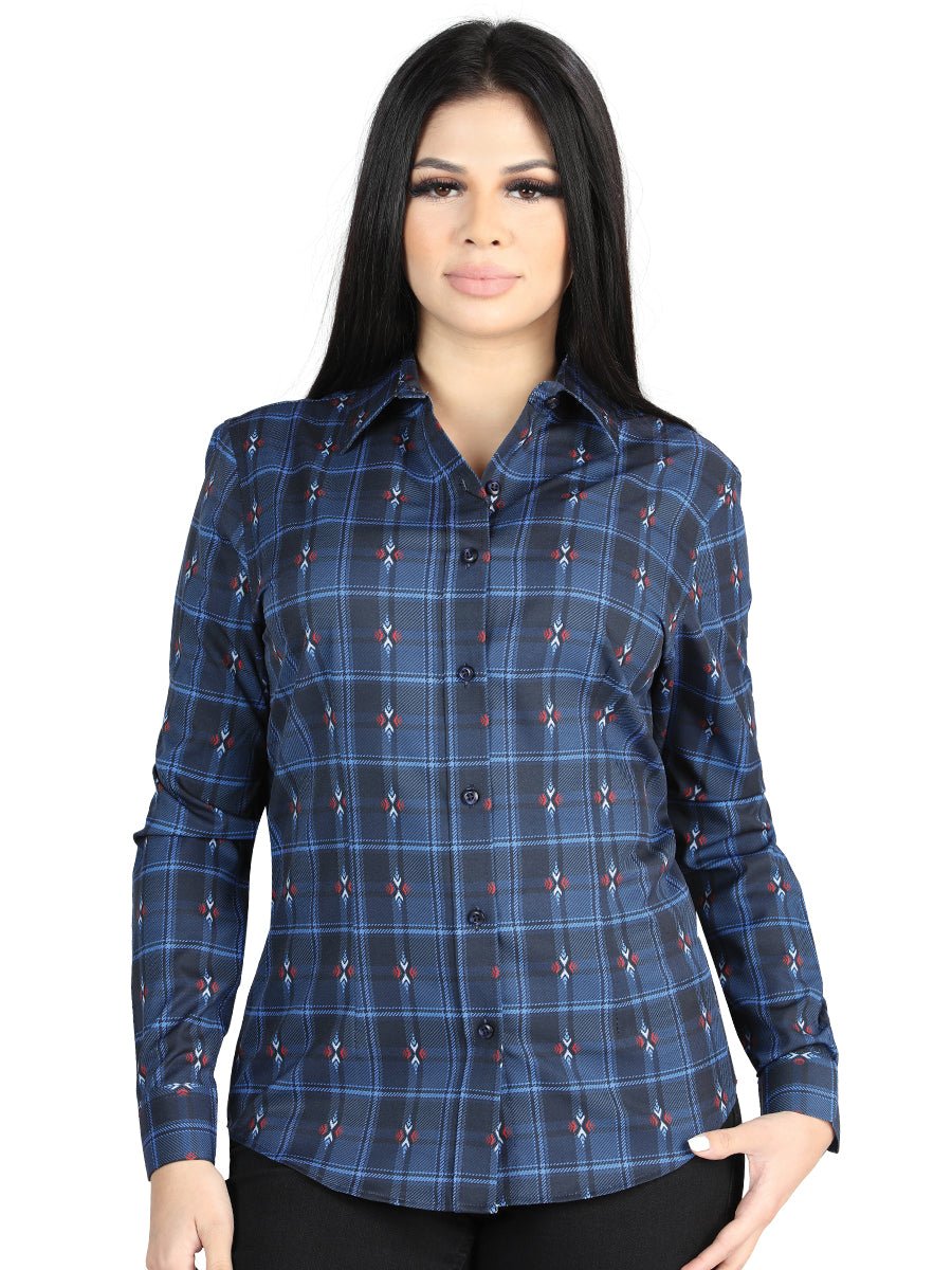 Women’s Black/Blue Plaid Print Long Sleeve Western Shirt 'El Señor de los Cielos' 44721 - BELLEZA'S - Women’s Black/Blue Plaid Print Long Sleeve Western Shirt 'El Señor de los Cielos' 44721 - Women's Shirt - 04472101