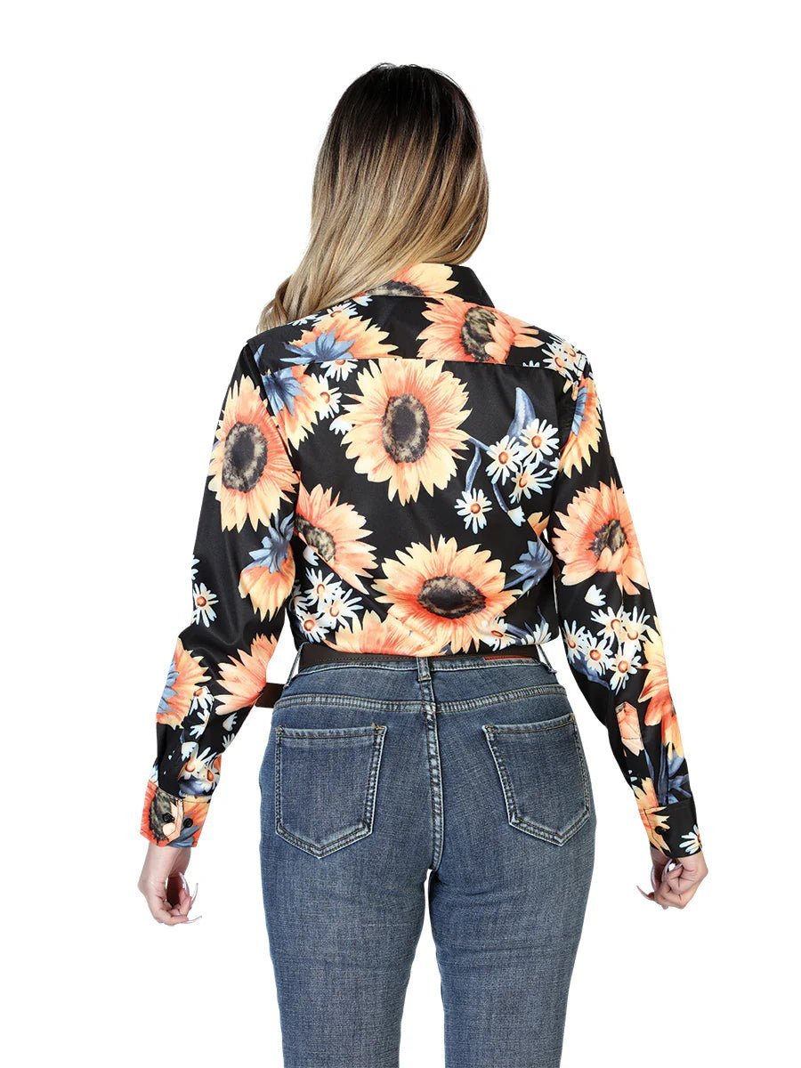 Women's Black/Sunflowers Print Long Sleeve Western Shirt 'El Señor de los Cielos' 43900 - BELLEZA'S - Women's Black/Sunflowers Print Long Sleeve Western Shirt 'El Señor de los Cielos' 43900 - Women's Shirt - 04390001