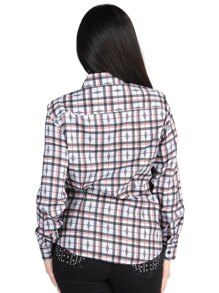 Women’s Black/White Plaid Print Long Sleeve Western Shirt 'El Señor de los Cielos' 44720 - BELLEZA'S - Women’s Black/White Plaid Print Long Sleeve Western Shirt 'El Señor de los Cielos' 44720 - Women's Shirt - 04472001
