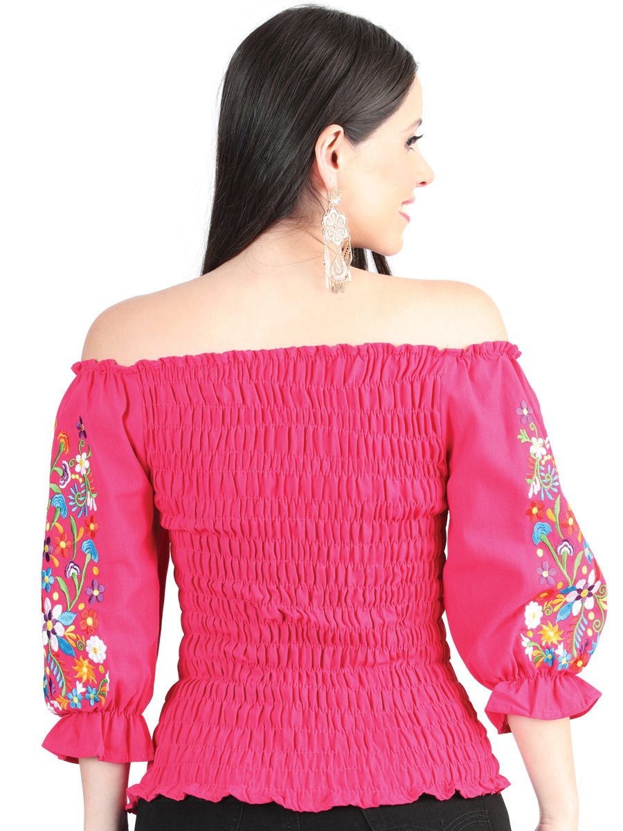 Women's Blouse Artisanal Embroidered Blouse 100% Cotton Fuchsia 604011 - BELLEZA'S - Women's Blouse Artisanal Embroidered Blouse 100% Cotton Fuchsia 604011 - Women's Blouse - 60401101
