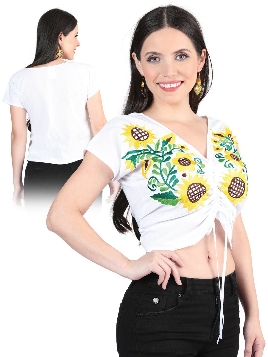 Women's Blouse Mexican Artisanal Embroidered Blouse 100% Cotton White 603985 - BELLEZA'S - Women's Blouse Mexican Artisanal Embroidered Blouse 100% Cotton White 603985 - Women's Blouse - 60398501