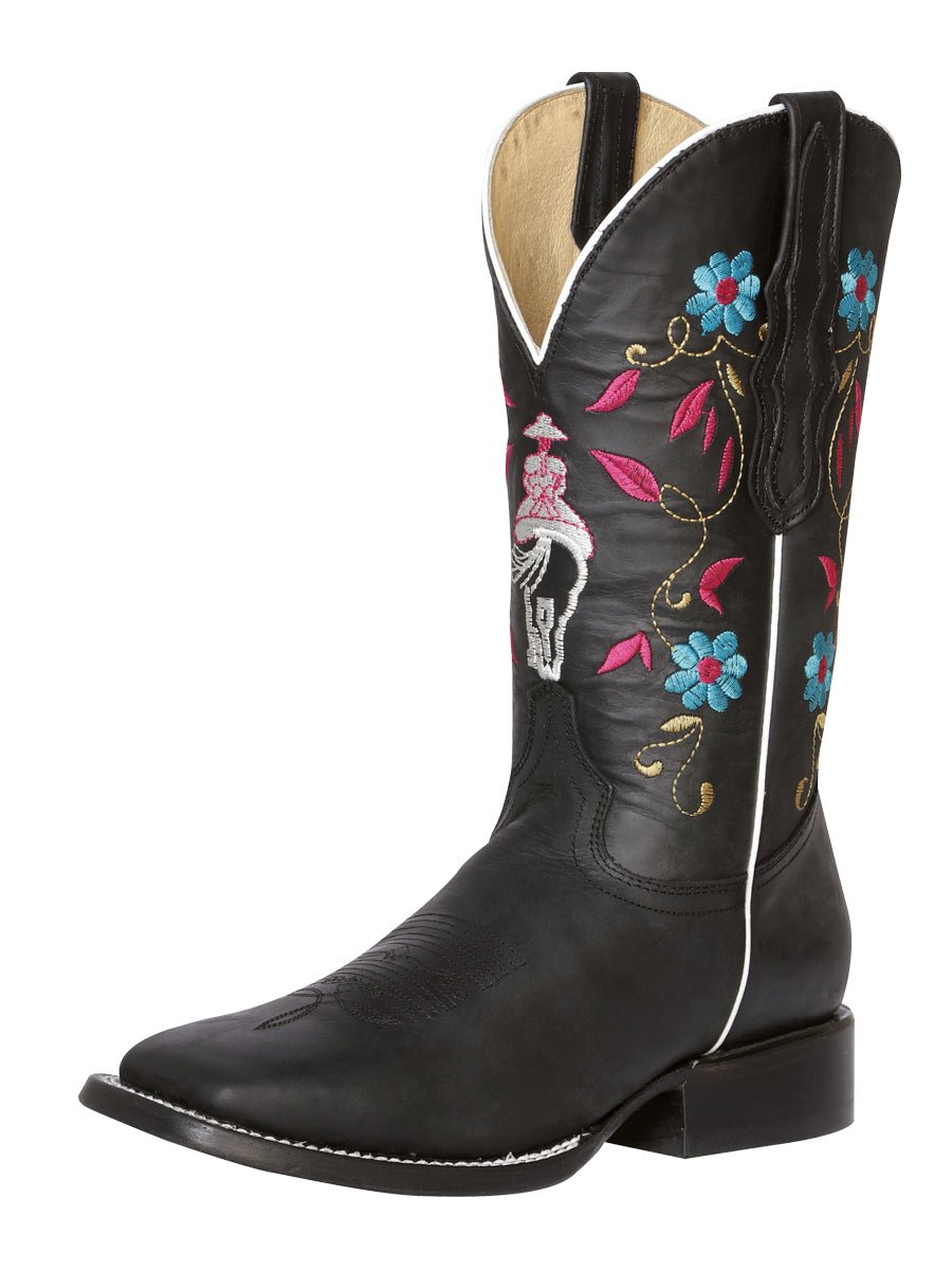 Women’s Bovine Leather Floral Embroidered Rodeo Western Cowgirl Boots 'El General' 42976 - BELLEZA'S - Women’s Bovine Leather Floral Embroidered Rodeo Western Cowgirl Boots 'El General' 42976 - Women's Boots - 04297601