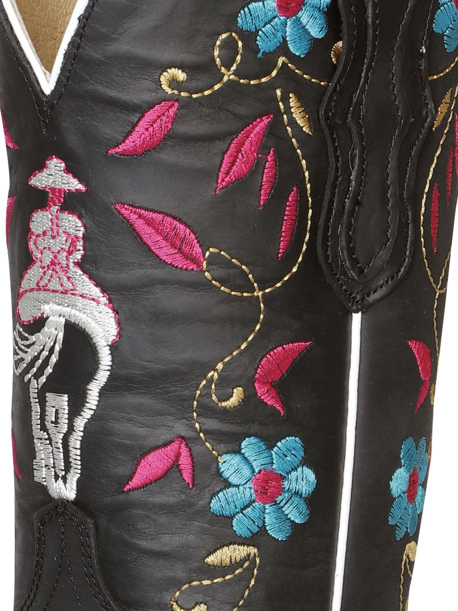 Women’s Bovine Leather Floral Embroidered Rodeo Western Cowgirl Boots 'El General' 42976 - BELLEZA'S - Women’s Bovine Leather Floral Embroidered Rodeo Western Cowgirl Boots 'El General' 42976 - Women's Boots - 04297601