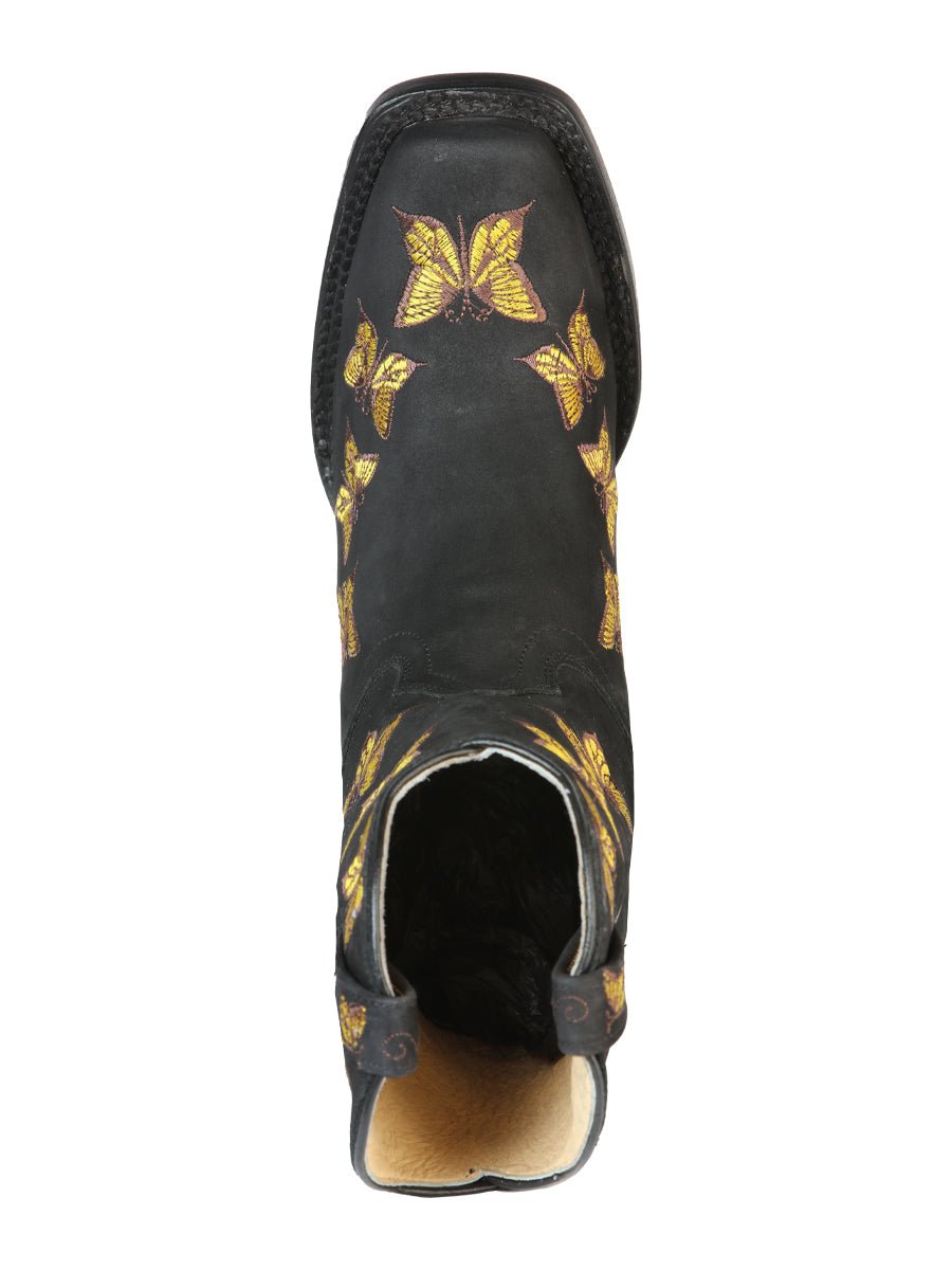 Women’s Cowgirl Boots Nubuck Leather Butterflies Embroidered Western 'El General' 51220 - BELLEZA'S - Women’s Cowgirl Boots Nubuck Leather Butterflies Embroidered Western 'El General' 51220 - Women's Boots - 05122001