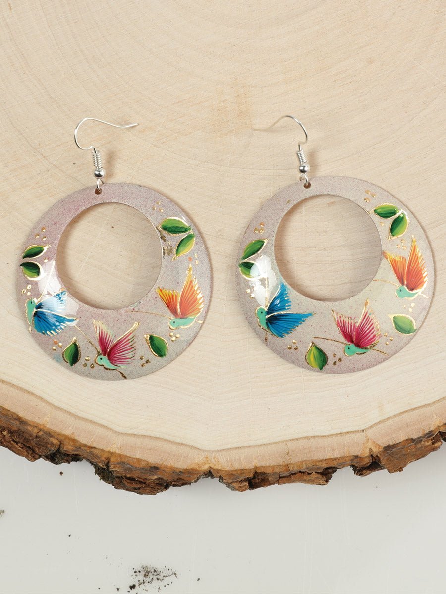 Women's Earrings Artisanal Hand Painted Copper Monarch Earring Beige 603453 - BELLEZA'S - Women's Earrings Artisanal Hand Painted Copper Monarch Earring Beige 603453 - Women's Earrings - 60345301