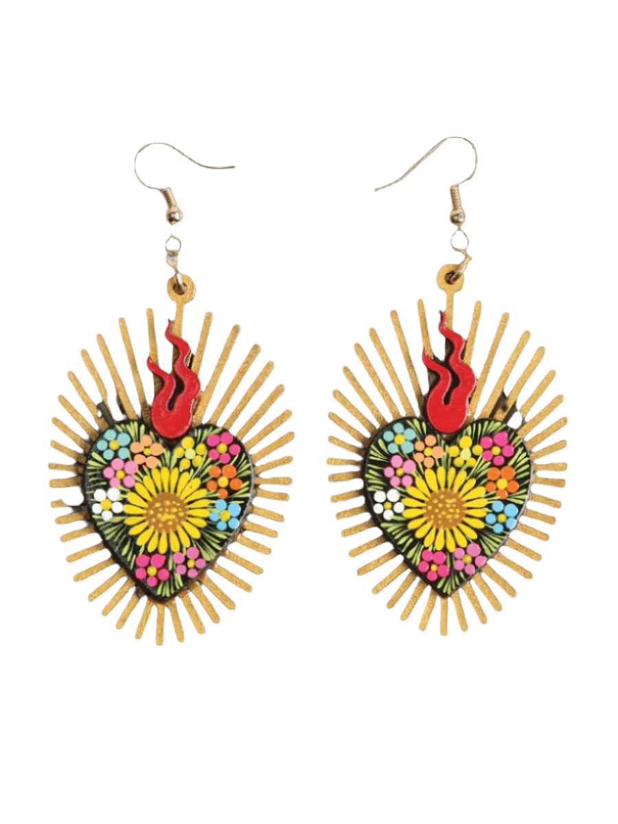 Women's Earrings Artisanal Hand Painted Earrings Black 603978 - BELLEZA'S - Women's Earrings Artisanal Hand Painted Earrings Black 603978 - Women's Earrings - 60397801