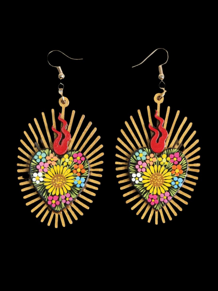 Women's Earrings Artisanal Hand Painted Earrings Black 603978 - BELLEZA'S - Women's Earrings Artisanal Hand Painted Earrings Black 603978 - Women's Earrings - 60397801