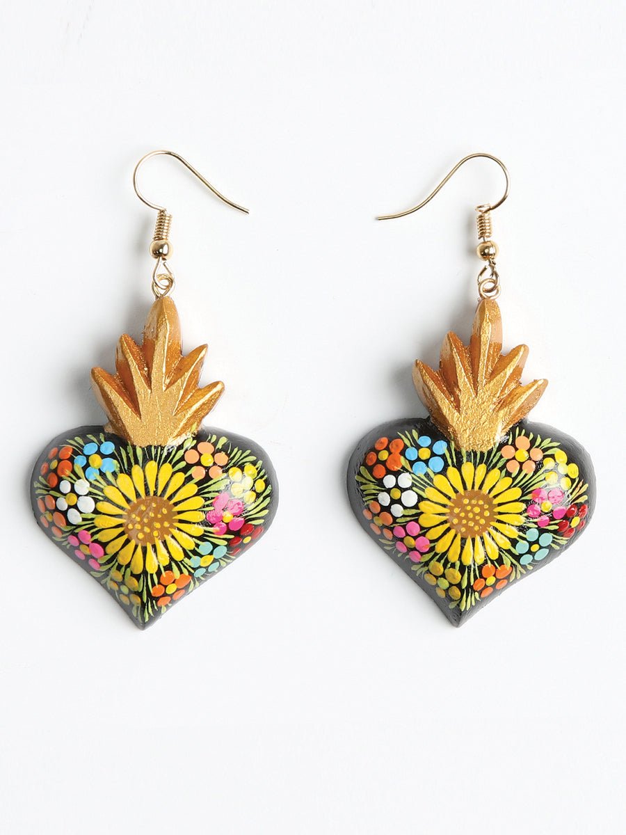 Women's Earrings Artisanal Hand Painted Earrings Flowers Heart 603976 - BELLEZA'S - Women's Earrings Artisanal Hand Painted Earrings Flowers Heart 603976 - Women's Earrings - 60397601