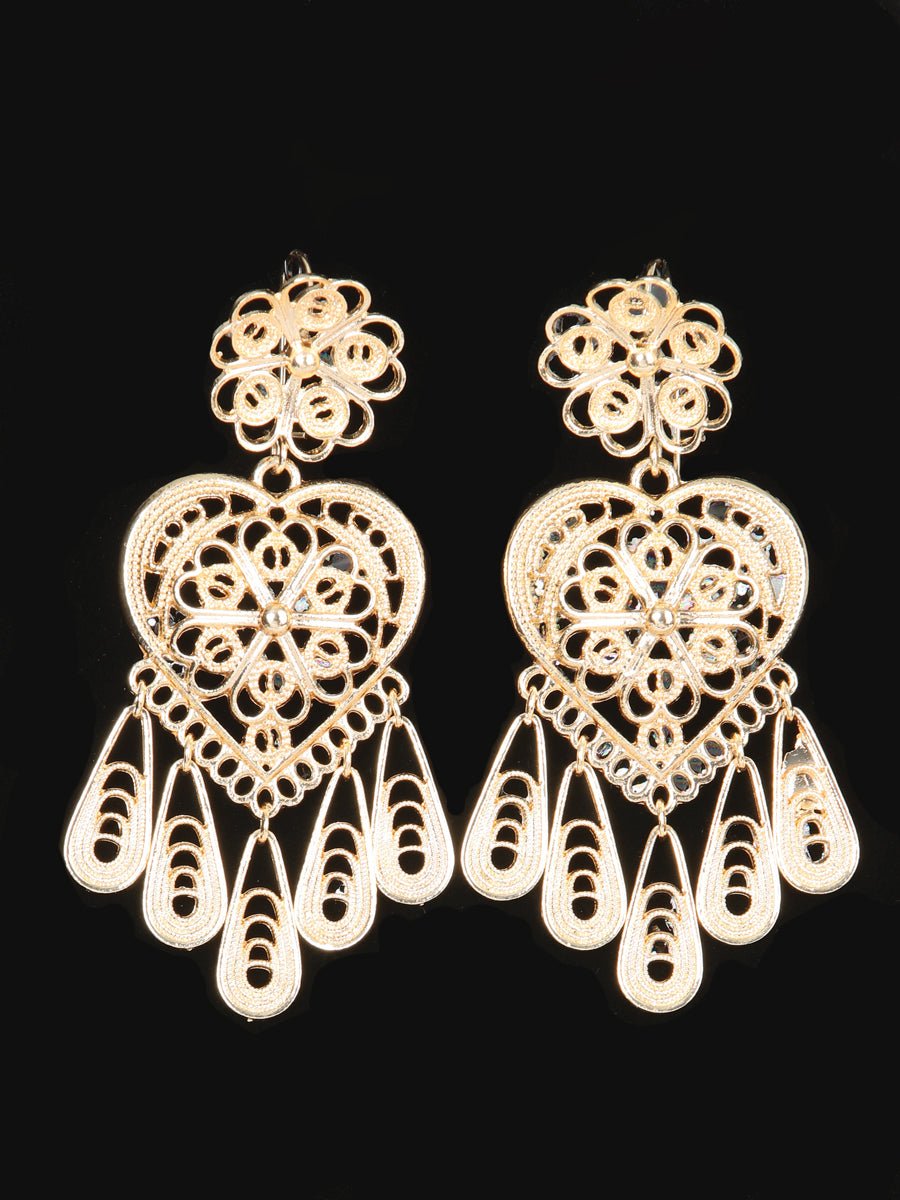 Women's Earrings Mexican Artisanal Aretes Filigrana Gold 604025 - BELLEZA'S - Women's Earrings Mexican Artisanal Aretes Filigrana Gold 604025 - Women's Earrings - 60402501