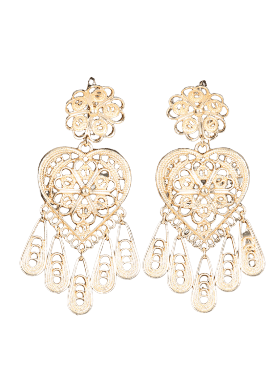 Women's Earrings Mexican Artisanal Aretes Filigrana Gold 604025 - BELLEZA'S - Women's Earrings Mexican Artisanal Aretes Filigrana Gold 604025 - Women's Earrings - 60402501