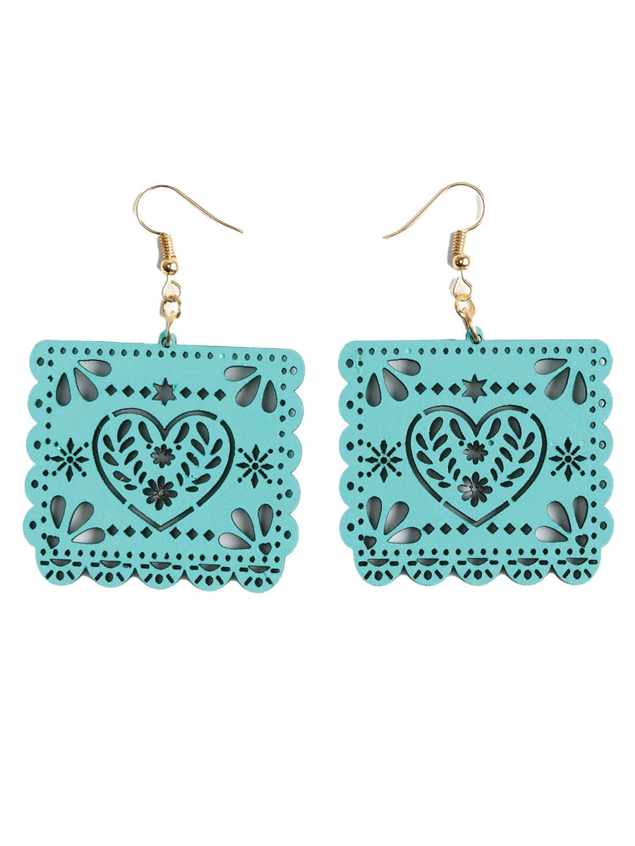 Women's Earrings Mexican Artisanal Handmade Heart Wood Emerald 603948 - BELLEZA'S - Women's Earrings Mexican Artisanal Handmade Heart Wood Emerald 603948 - Women's Earrings - 60394801