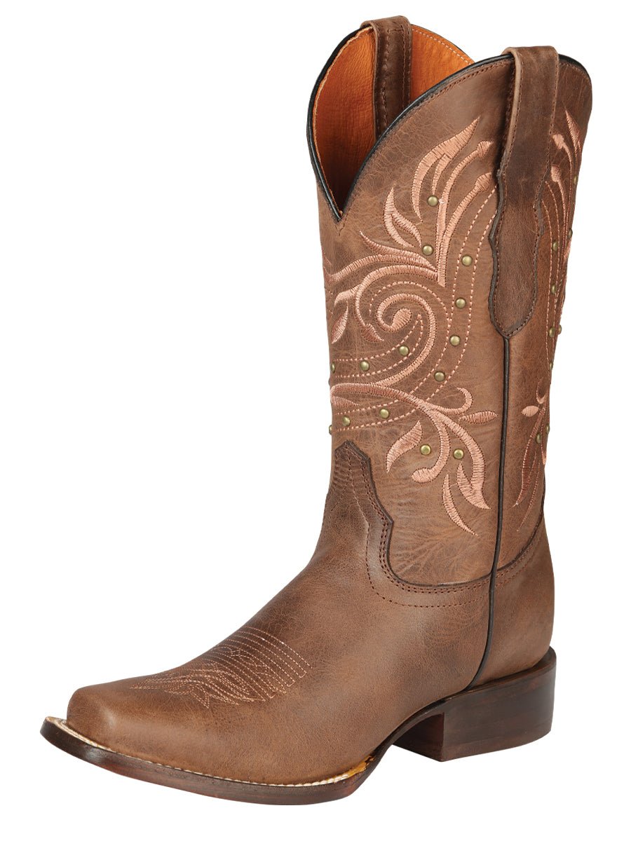 Women’s Genuine Leather Classic Western Rodeo Cowgirl Boots 'El General' Brown 44854 - BELLEZA'S - Women’s Genuine Leather Classic Western Rodeo Cowgirl Boots 'El General' Brown 44854 - Women's Boots - 04485401