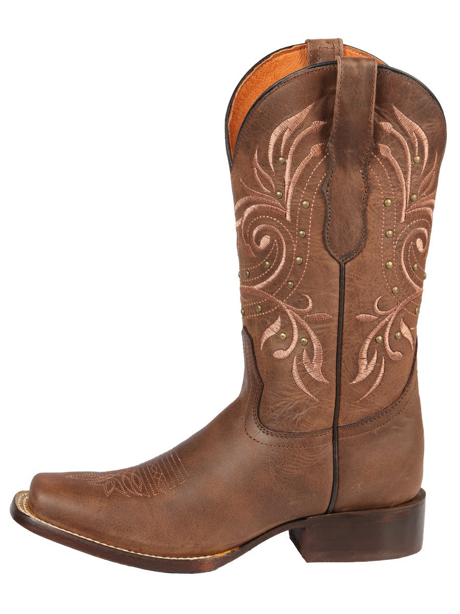 Women’s Genuine Leather Classic Western Rodeo Cowgirl Boots 'El General' Brown 44854 - BELLEZA'S - Women’s Genuine Leather Classic Western Rodeo Cowgirl Boots 'El General' Brown 44854 - Women's Boots - 04485401