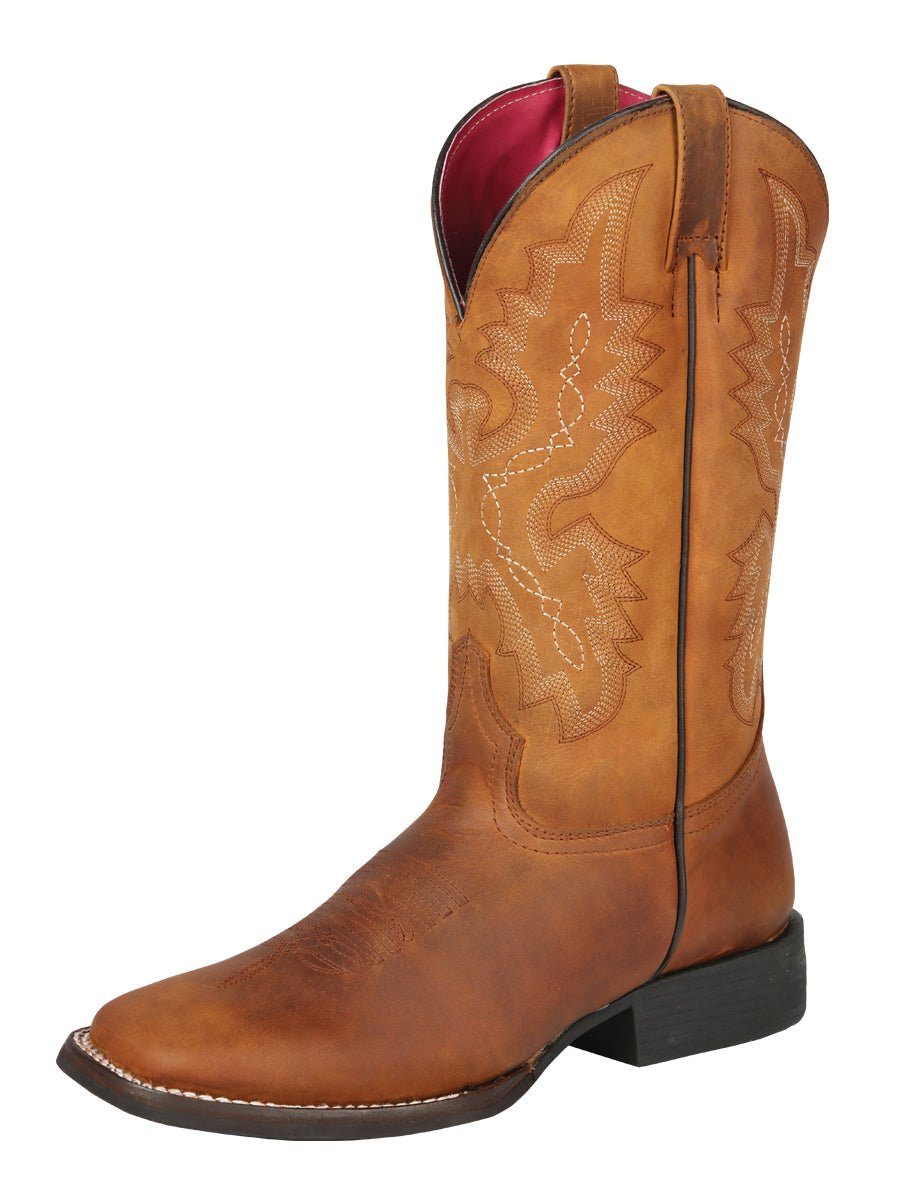 Women’s Genuine Leather Classic Western Rodeo Cowgirl Boots 'El General' Kansas Brick 44651 - BELLEZA'S - Women’s Genuine Leather Classic Western Rodeo Cowgirl Boots 'El General' Kansas Brick 44651 - Women's Boots - 04465101