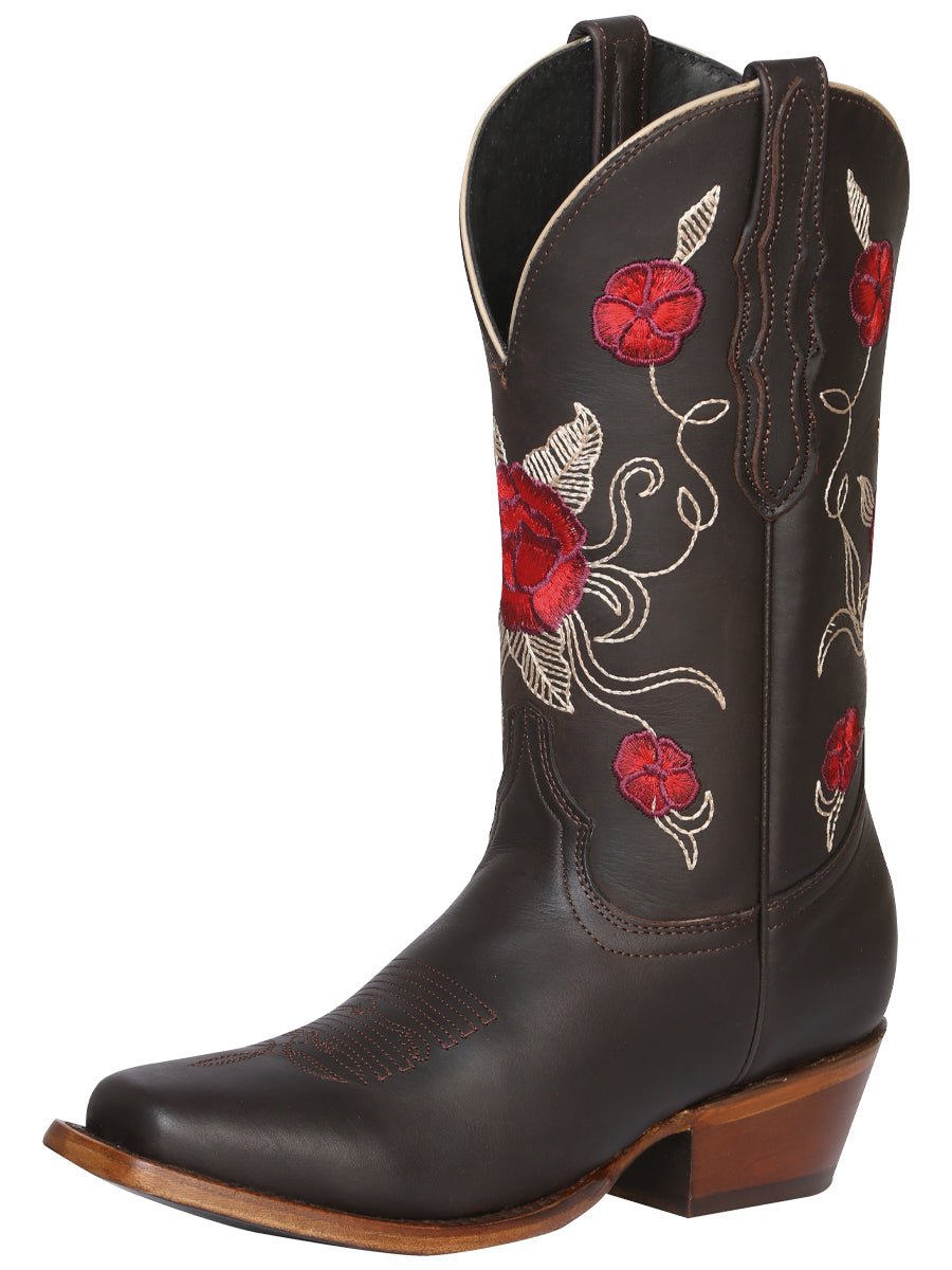 Women’s Genuine Leather Floral Embroidered Western Cowgirl Boots 'El General' 41785 - BELLEZA'S - Women’s Genuine Leather Floral Embroidered Western Cowgirl Boots 'El General' 41785 - Women's Boots - 04178501