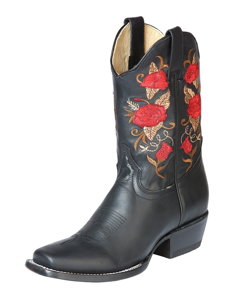 Women’s Genuine Leather Floral Embroidered Western Cowgirl Boots 'El General' 43664 - BELLEZA'S - Women’s Genuine Leather Floral Embroidered Western Cowgirl Boots 'El General' 43664 - Women's Boots - 04366401