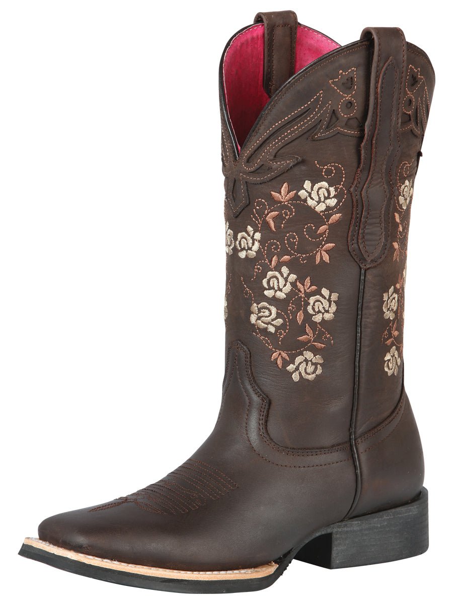 Women’s Genuine Leather Flowers Embroidered Western Cowgirl Boots 'El General' 44635 - BELLEZA'S - Women’s Genuine Leather Flowers Embroidered Western Cowgirl Boots 'El General' 44635 - Women's Boots - 04463501