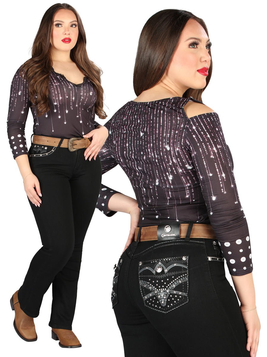 Women's Hip - Up Bootcut Denim Jeans 'Centenario' Black 45319 - BELLEZA'S - Women's Hip - Up Bootcut Denim Jeans 'Centenario' Black 45319 - Women's Pants - 04531901