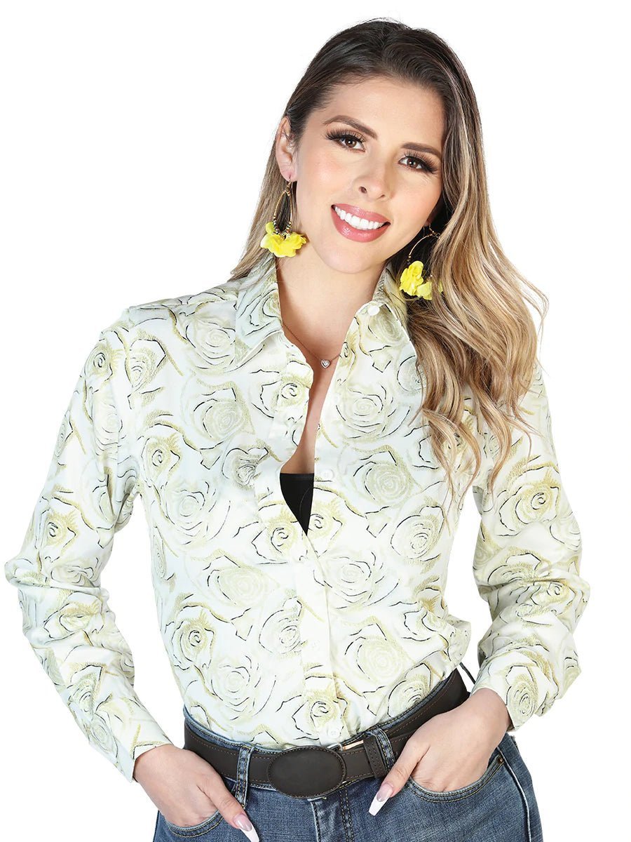 Women's Lemon Floral Print Long Sleeve Western Shirt 'El Señor de los Cielos' 43896 - BELLEZA'S - Women's Lemon Floral Print Long Sleeve Western Shirt 'El Señor de los Cielos' 43896 - Women's Shirt - 04389601