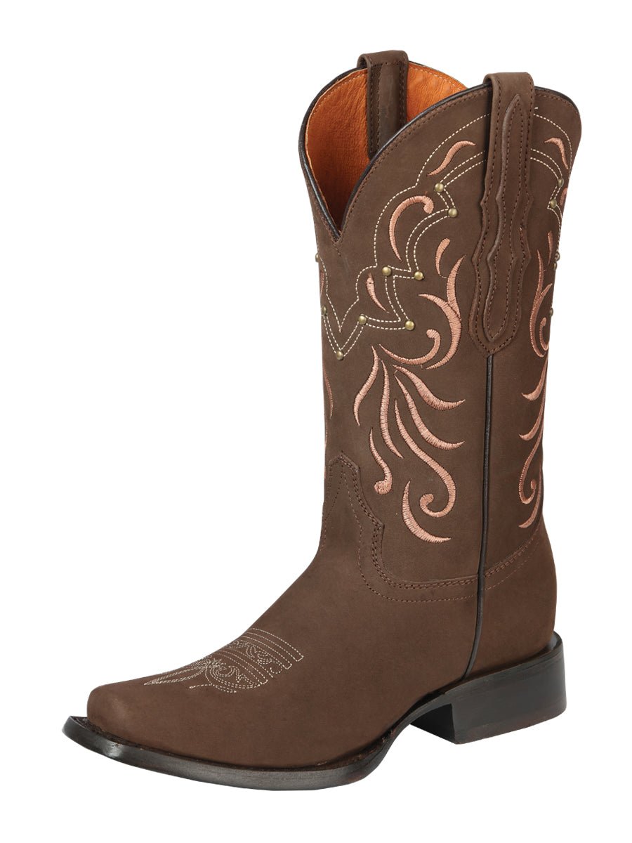 Women’s Nubuck Leather Classic Western Cowgirl Boots 'El General' Camel 44849 - BELLEZA'S - Women’s Nubuck Leather Classic Western Cowgirl Boots 'El General' Camel 44849 - Women's Boots - 04484901