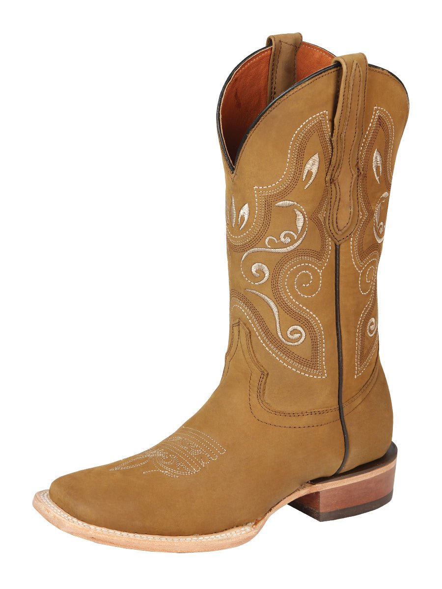 Women’s Nubuck Leather Classic Western Cowgirl Boots 'El General' Honey 44848 - BELLEZA'S - Women’s Nubuck Leather Classic Western Cowgirl Boots 'El General' Honey 44848 - Women's Boots - 04484801