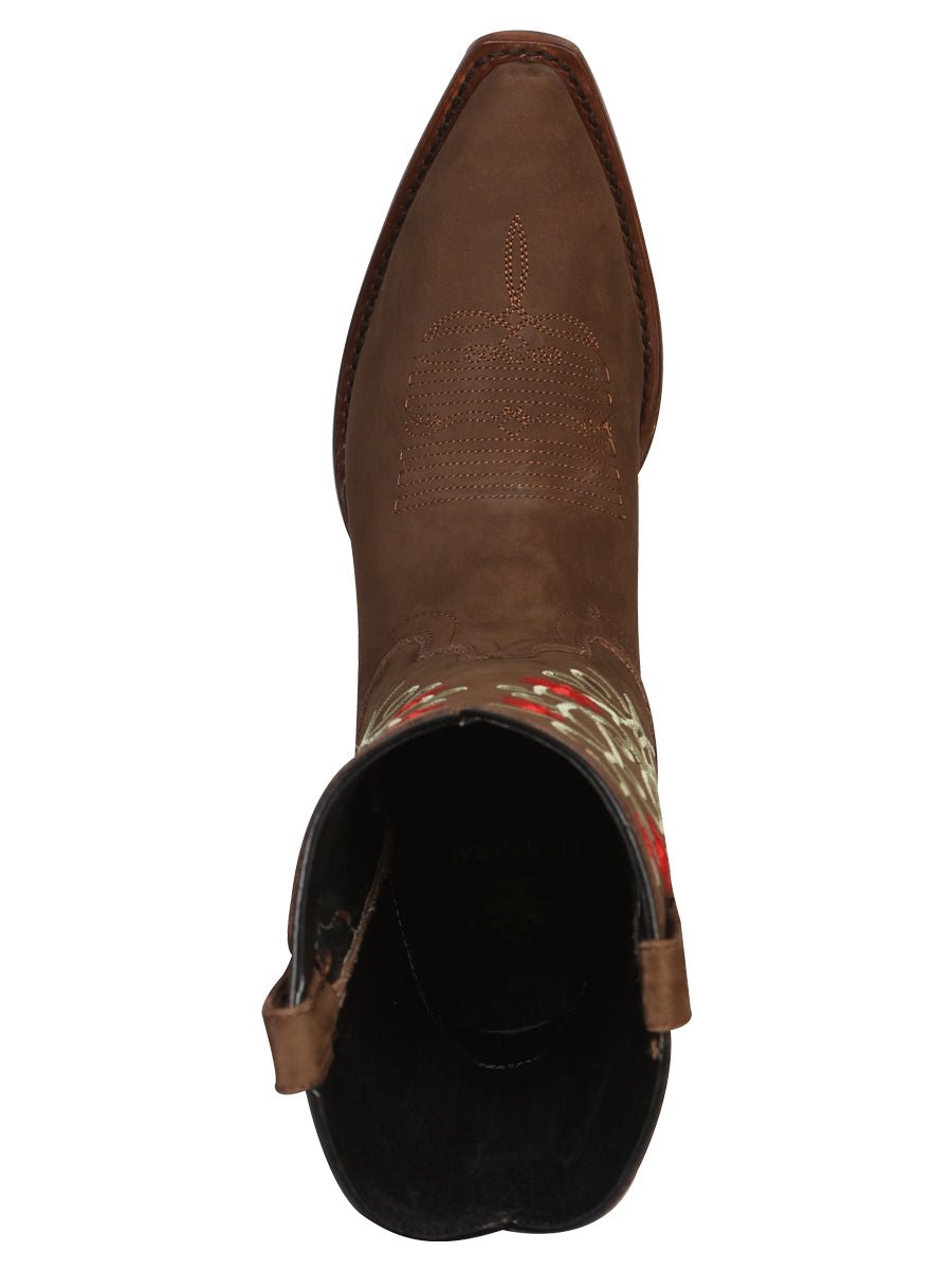Women’s Nubuck Leather Floral Embroidered Rodeo Western Cowgirl Boots 'El General' 41789 - BELLEZA'S - Women’s Nubuck Leather Floral Embroidered Rodeo Western Cowgirl Boots 'El General' 41789 - Women's Boots - 04178901